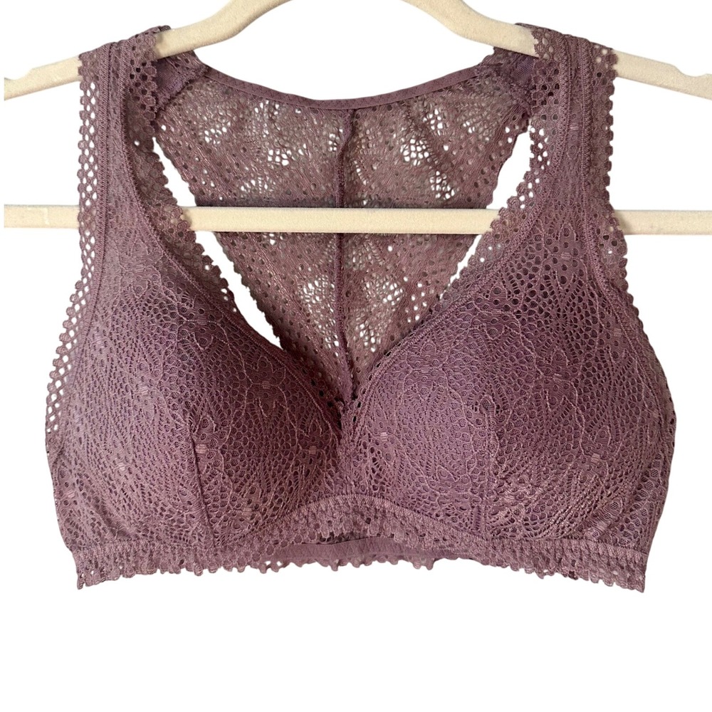 Victoria's Secret Lace‎ Bralette Racerback Padded Bra Purple Small